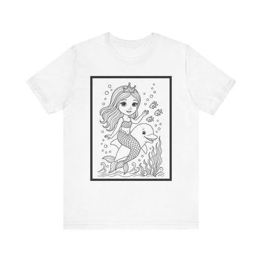 Colorable Be a Mermaid and Make Waves Unisex Jersey Short Sleeve Tee