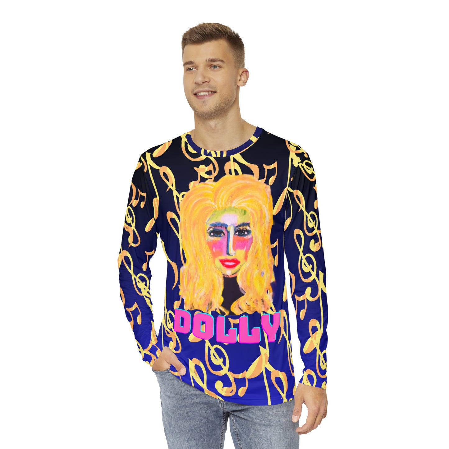 Dolly on Long Sleeve Allover Unisex Tee