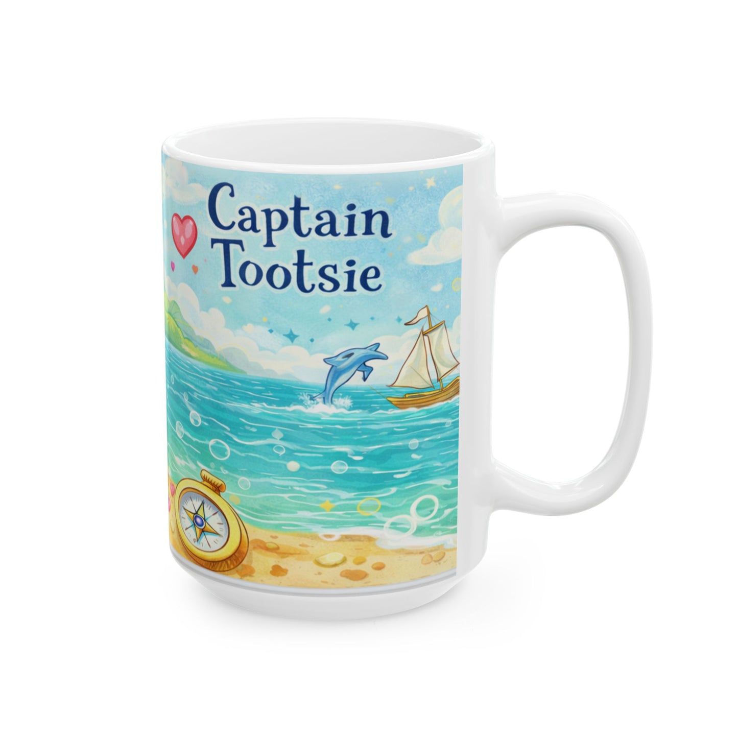 Cute Pirate Dog Ceramic Mug – "Captain of My Heart" Beach Coffee Cup (11oz, 15oz)