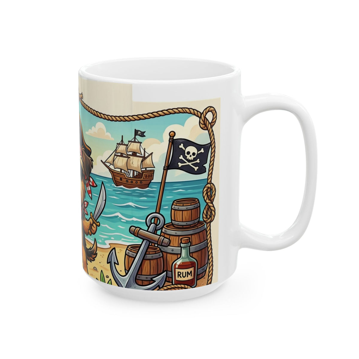 Cute Pirate Dog Ceramic Mug – "Captain of My Heart" Beach Coffee Cup (11oz, 15oz)