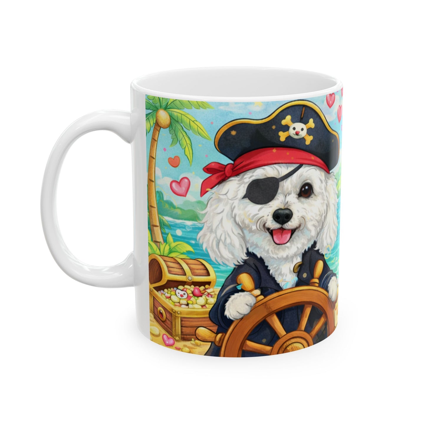 Cute Pirate Dog Ceramic Mug – "Captain of My Heart" Beach Coffee Cup (11oz, 15oz)