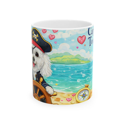 Cute Pirate Dog Ceramic Mug – "Captain of My Heart" Beach Coffee Cup (11oz, 15oz)
