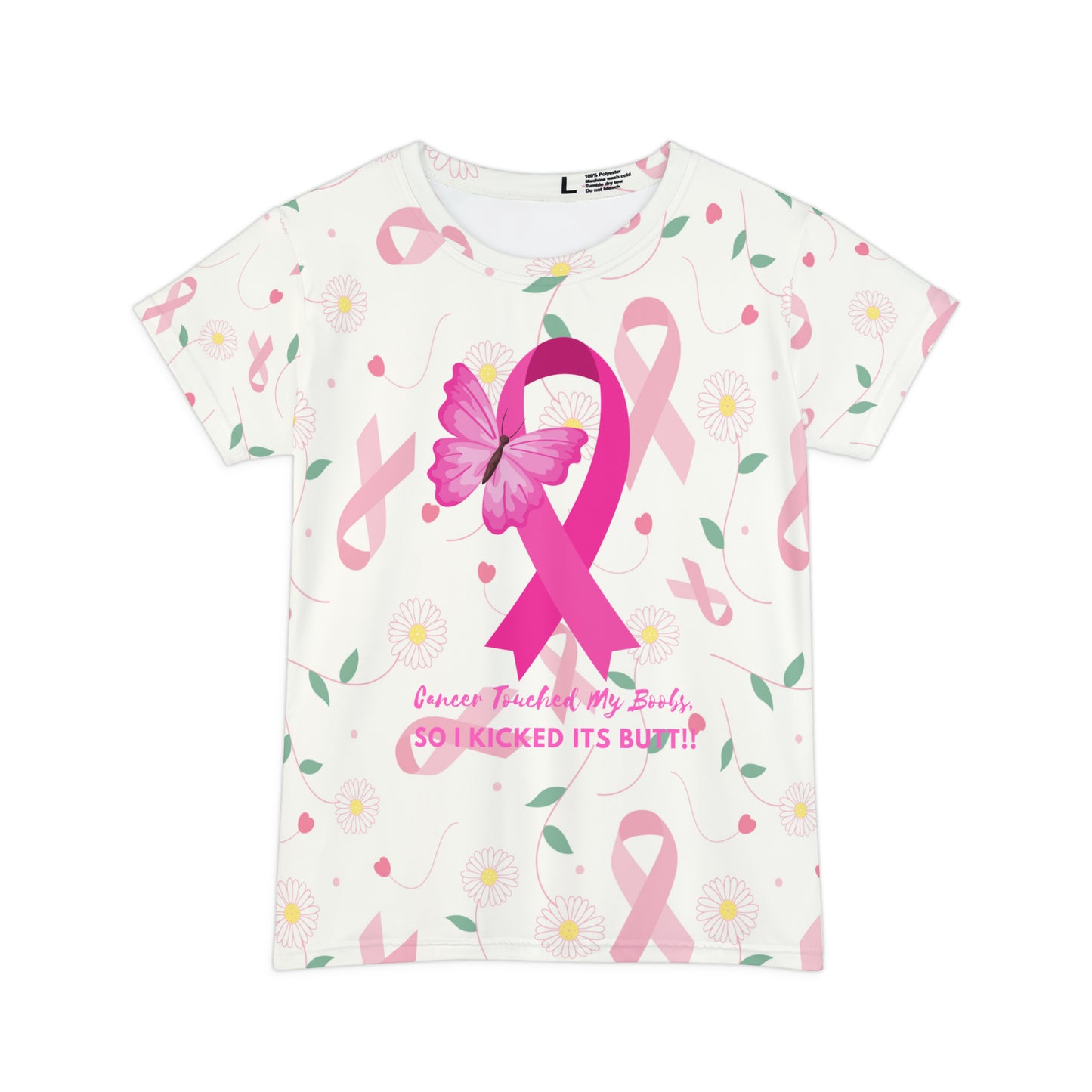 Cancer Touched my Boobs, so I kicked its Butt Allover Women's Short Sleeve Shirt