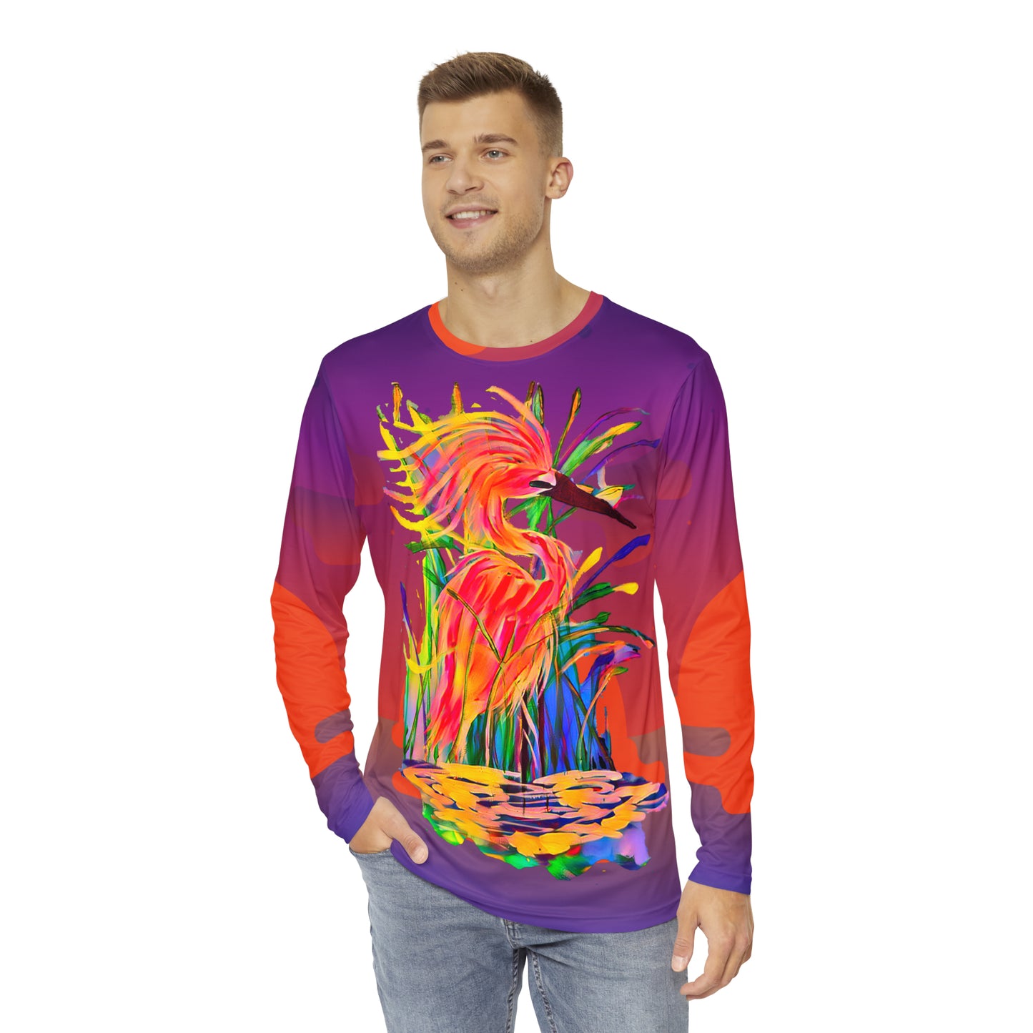 Magic Egret Long Sleeve Allover Unisex Tee