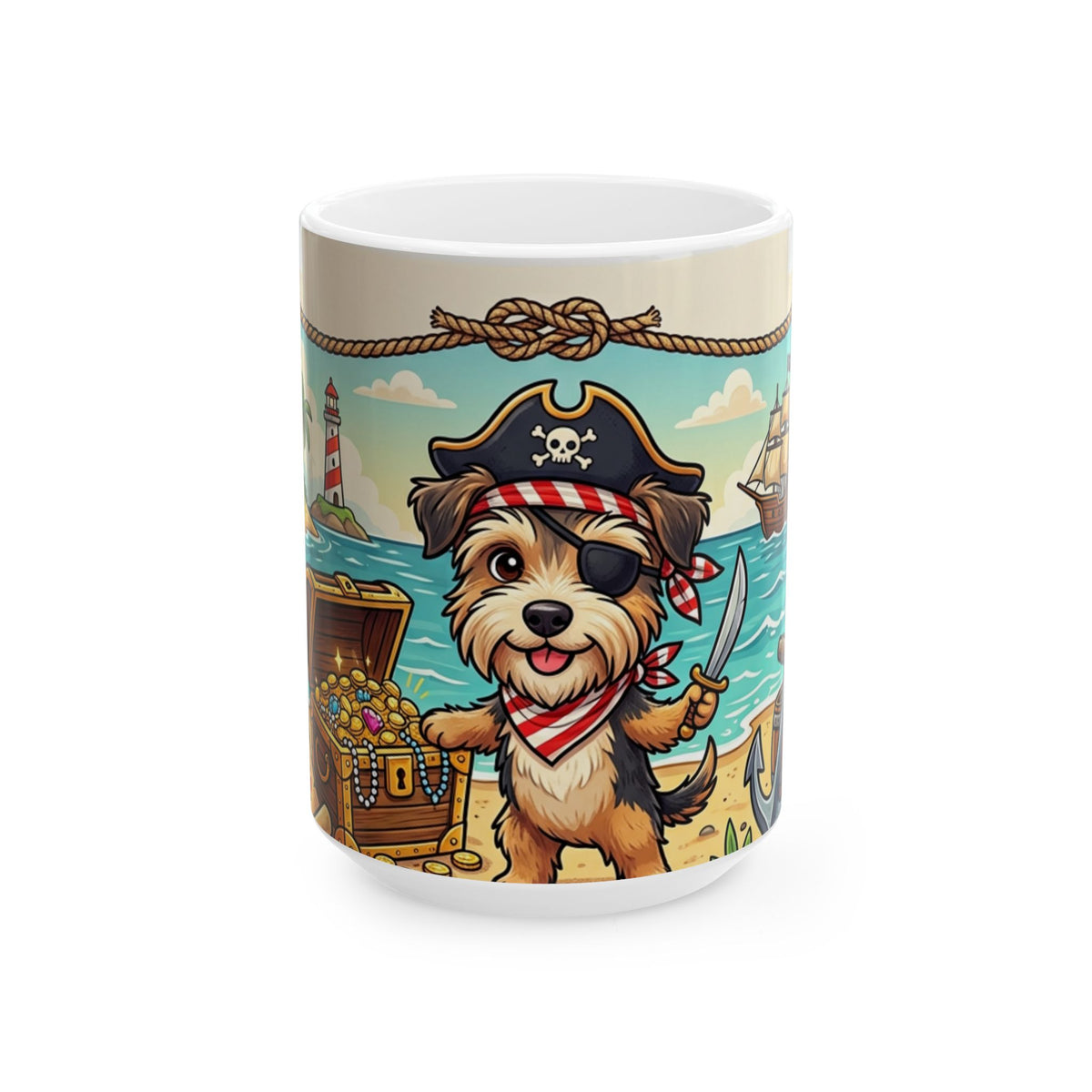 Cute Pirate Dog Ceramic Mug – "Captain of My Heart" Beach Coffee Cup (11oz, 15oz)