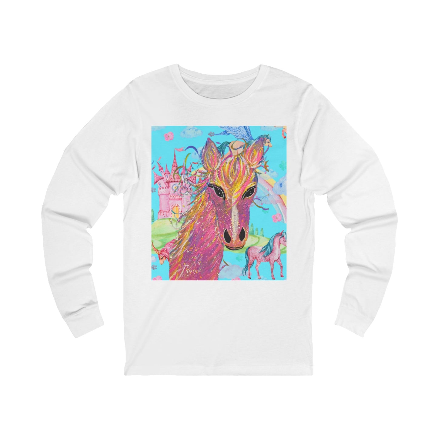 Pink Beauty Horse Long Sleeve Tee