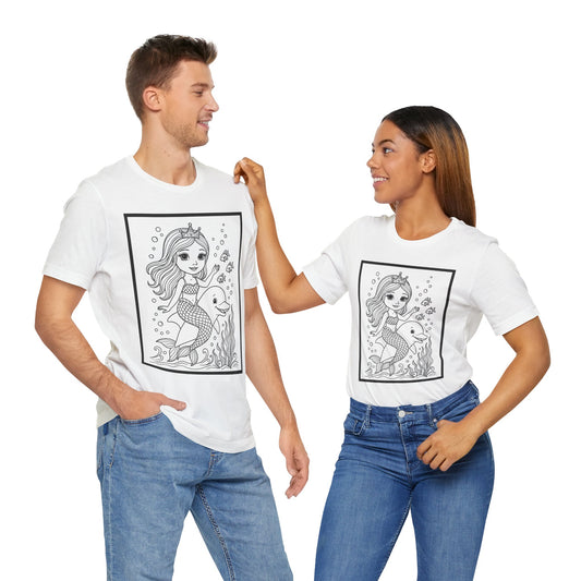 Colorable Be a Mermaid and Make Waves Unisex Jersey Short Sleeve Tee