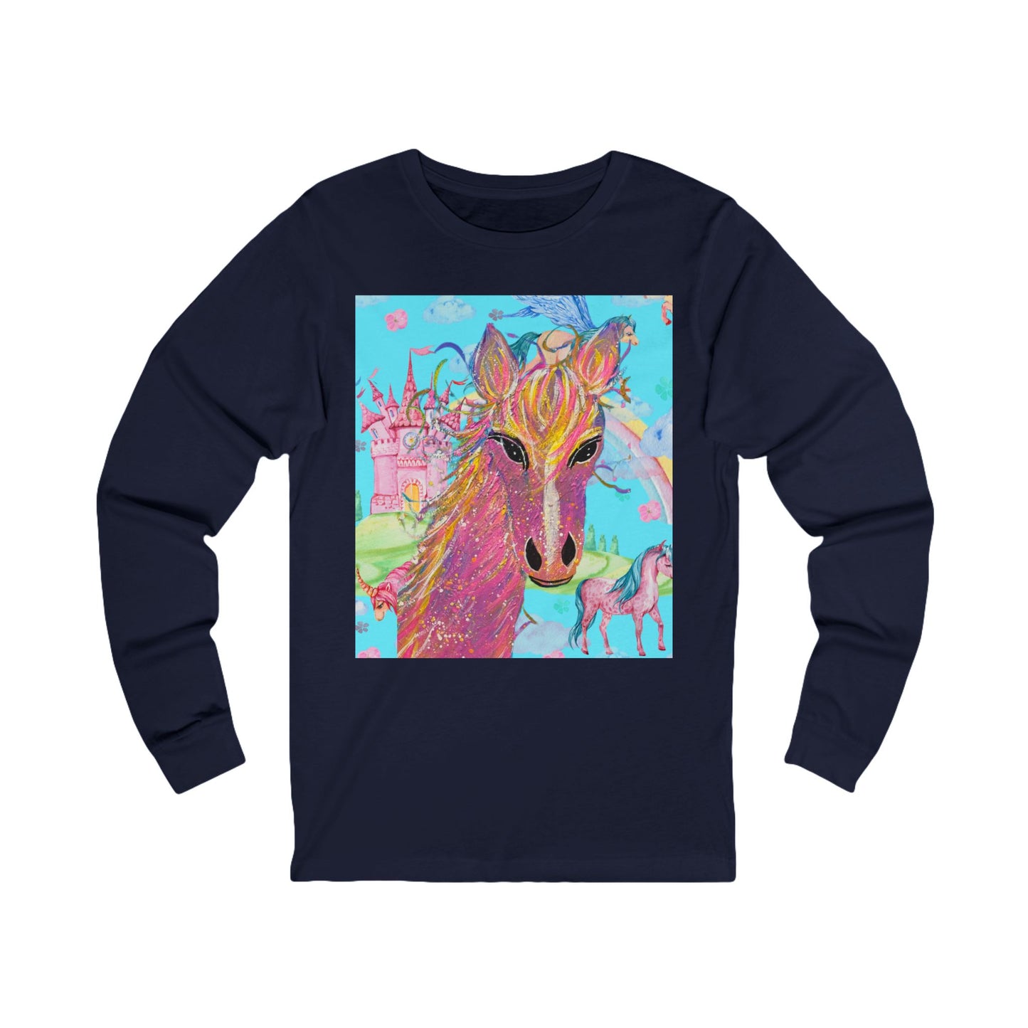 Pink Beauty Horse Long Sleeve Tee