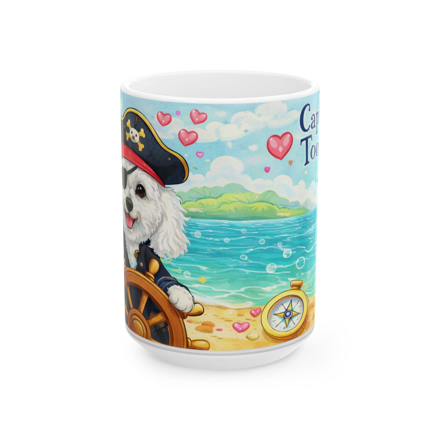 Cute Pirate Dog Ceramic Mug – "Captain of My Heart" Beach Coffee Cup (11oz, 15oz)