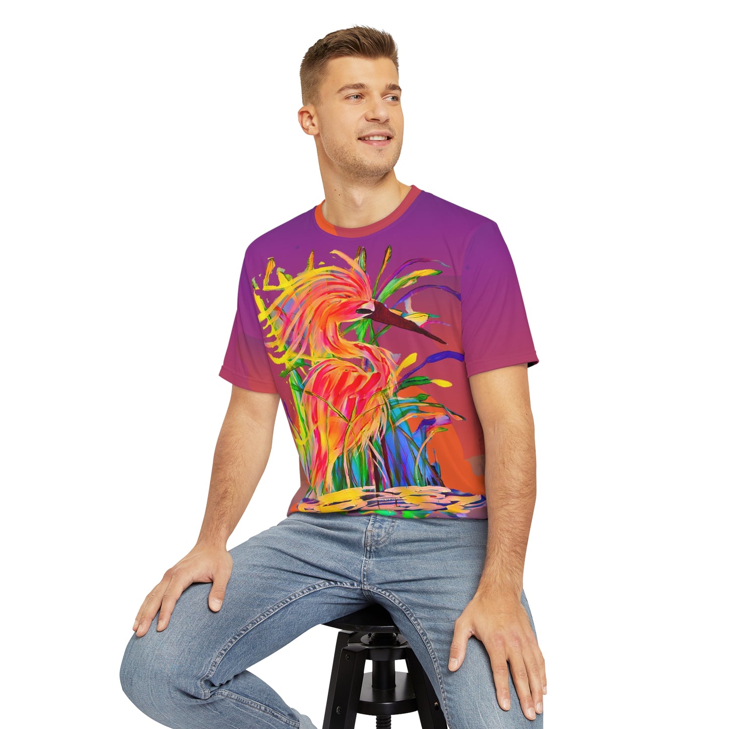 Magical Egret short Sleeve All-Over  Unisex Tee