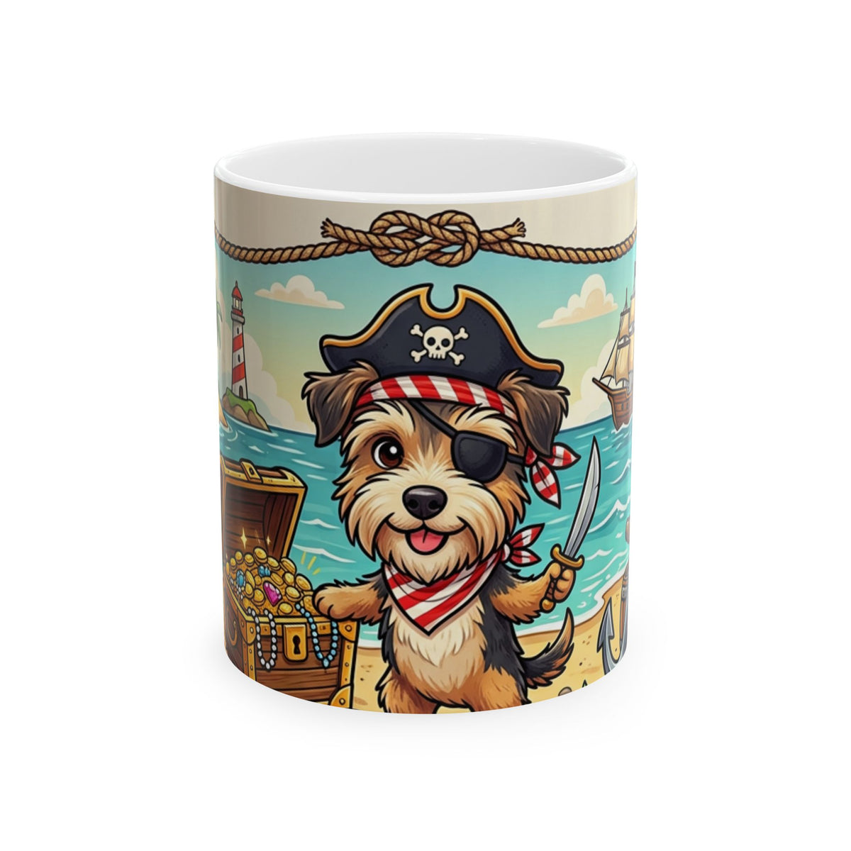 Cute Pirate Dog Ceramic Mug – "Captain of My Heart" Beach Coffee Cup (11oz, 15oz)