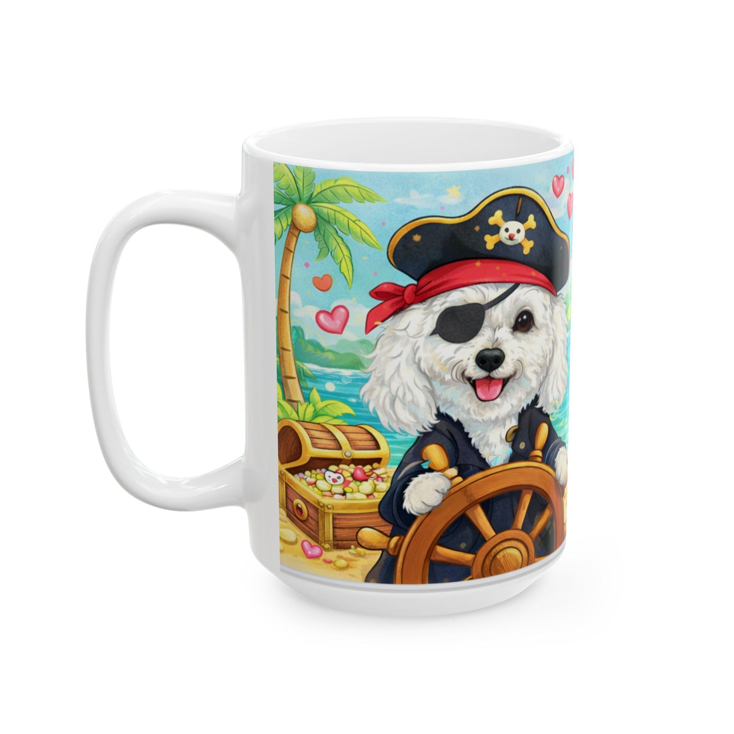 Cute Pirate Dog Ceramic Mug – "Captain of My Heart" Beach Coffee Cup (11oz, 15oz)