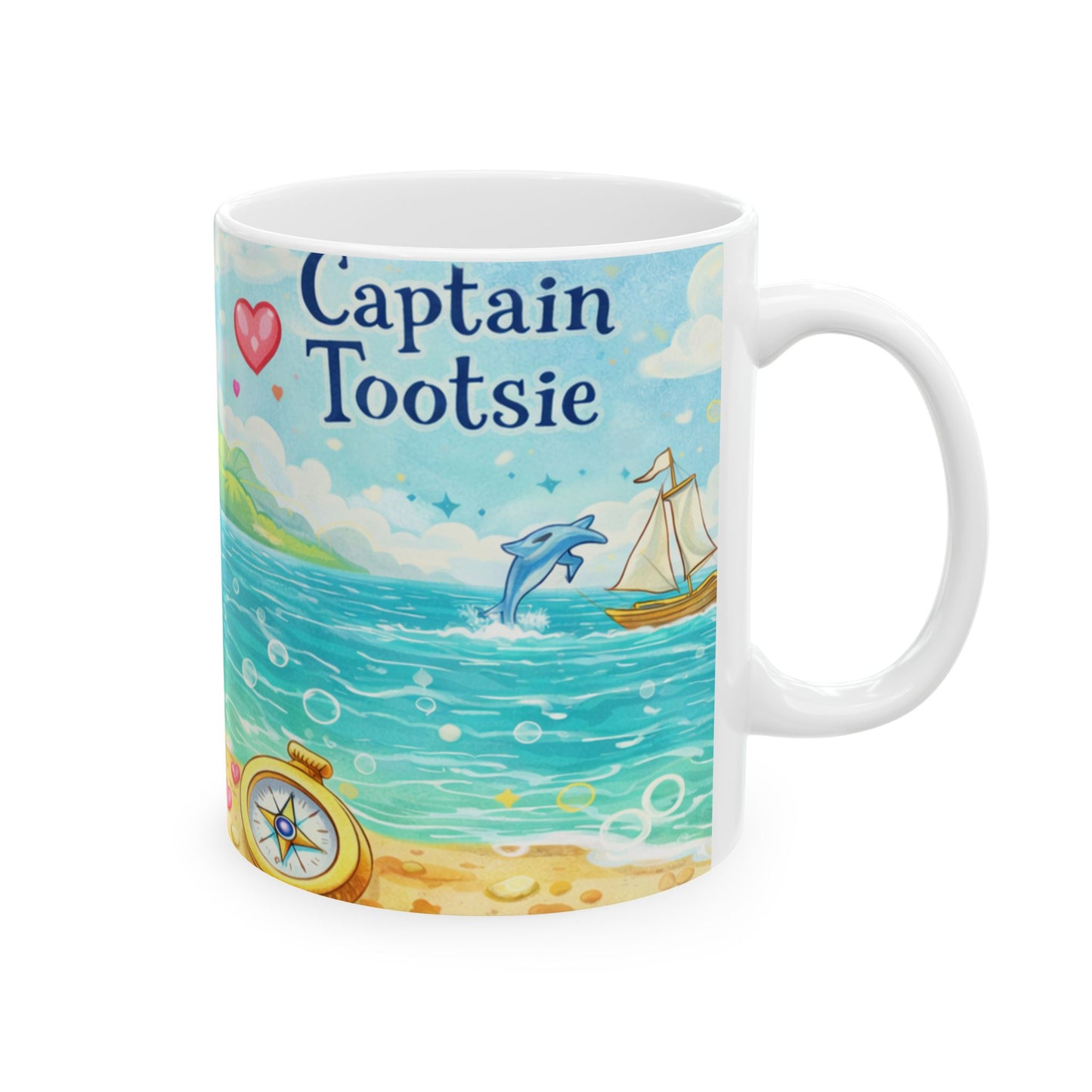 Cute Pirate Dog Ceramic Mug – "Captain of My Heart" Beach Coffee Cup (11oz, 15oz)