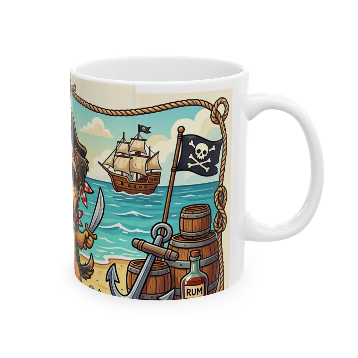 Cute Pirate Dog Ceramic Mug – "Captain of My Heart" Beach Coffee Cup (11oz, 15oz)